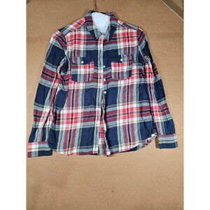 Mossimo Supply Red Plaid Long Sleeves Shirt Men L